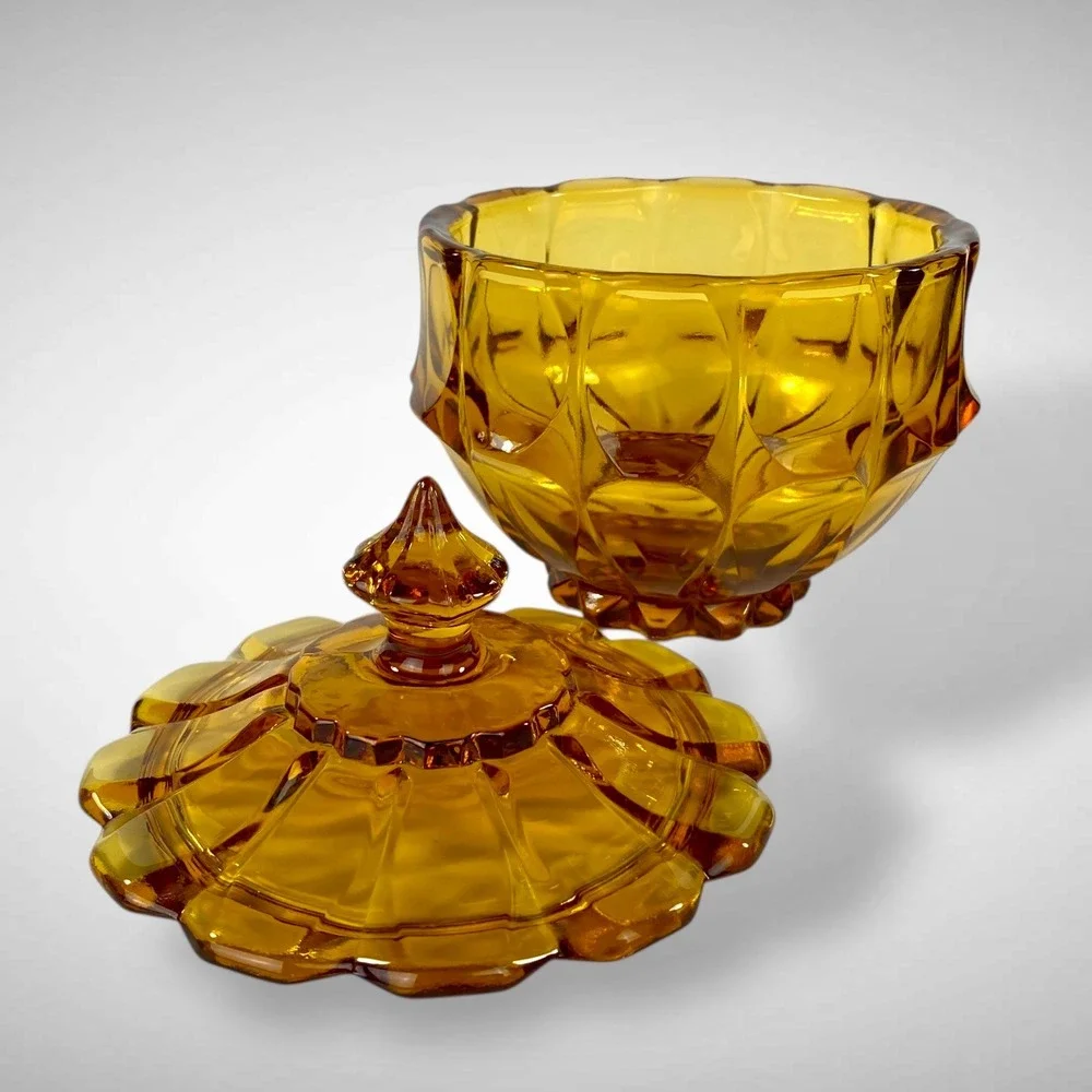 Fenton Valencia Amber Candy Box With Lid Vintage Glass 1969–1971 - Picture 2 of 8